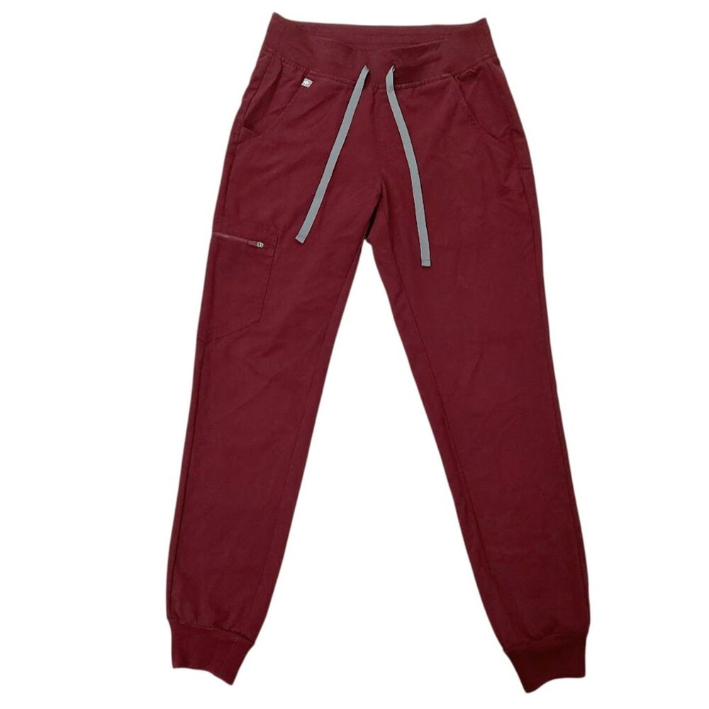 Figs Zamora Jogger Scrub Pants and Top Womens XS Burgundy Uniform Nursing